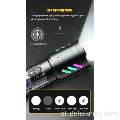 Lanterna laser branca de alta potência com zoom